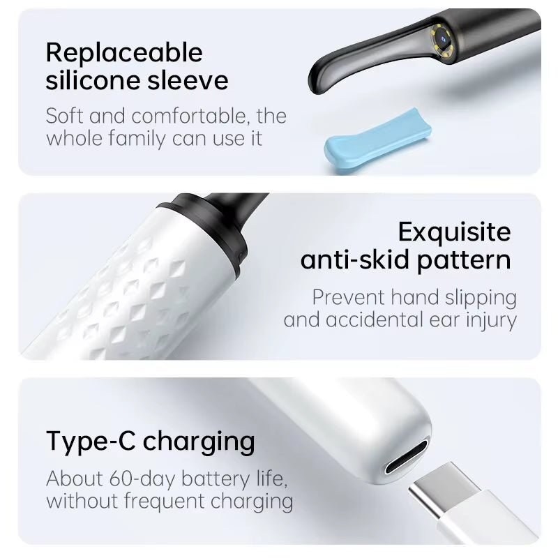 WIFI Visual Ear Cleaner Otoscope Camera with 6 LED Lights 4.0Mm Mini Ear Wax Removal Tool with Camera Take Video 500W HD Earpick